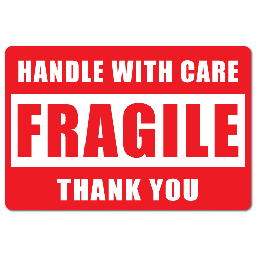 Fragile Label 76 x 51mm Red (8 rolls per carton) - PackQueen