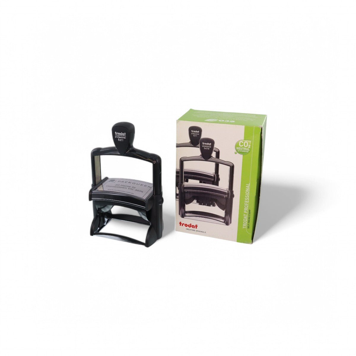 Heavy Duty Self Inking Stamp - Up to 5 Lines of Custom Text or Add Your Own Brand Logo - PackQueen