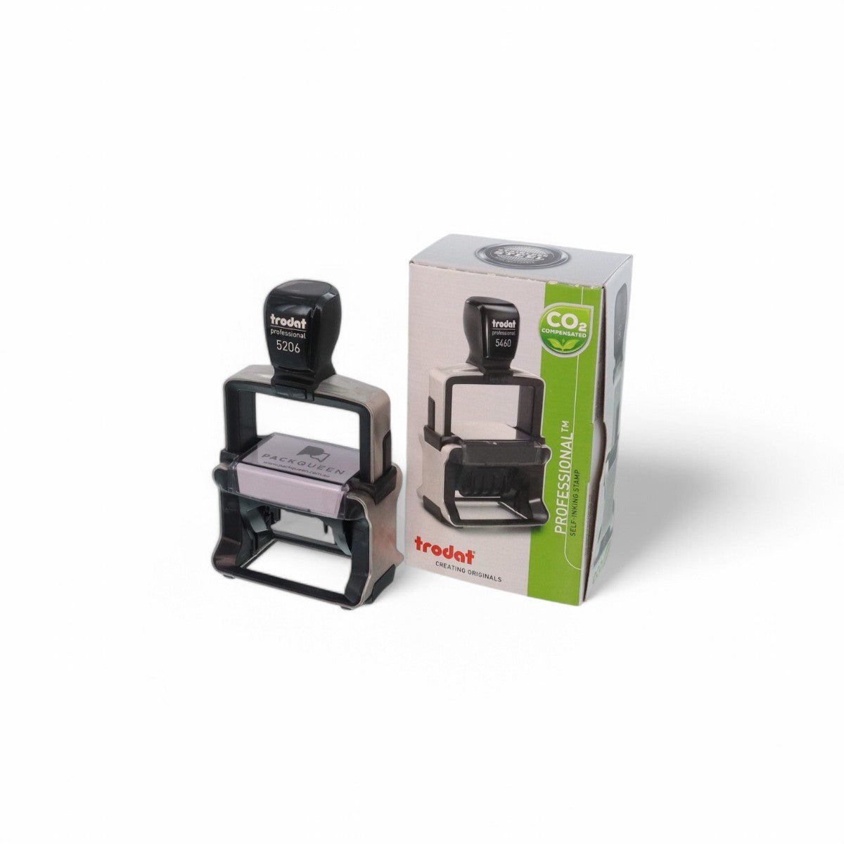 Heavy Duty Self Inking Stamp - Up to 5 Lines of Custom Text or Add Your Own Brand Logo - PackQueen