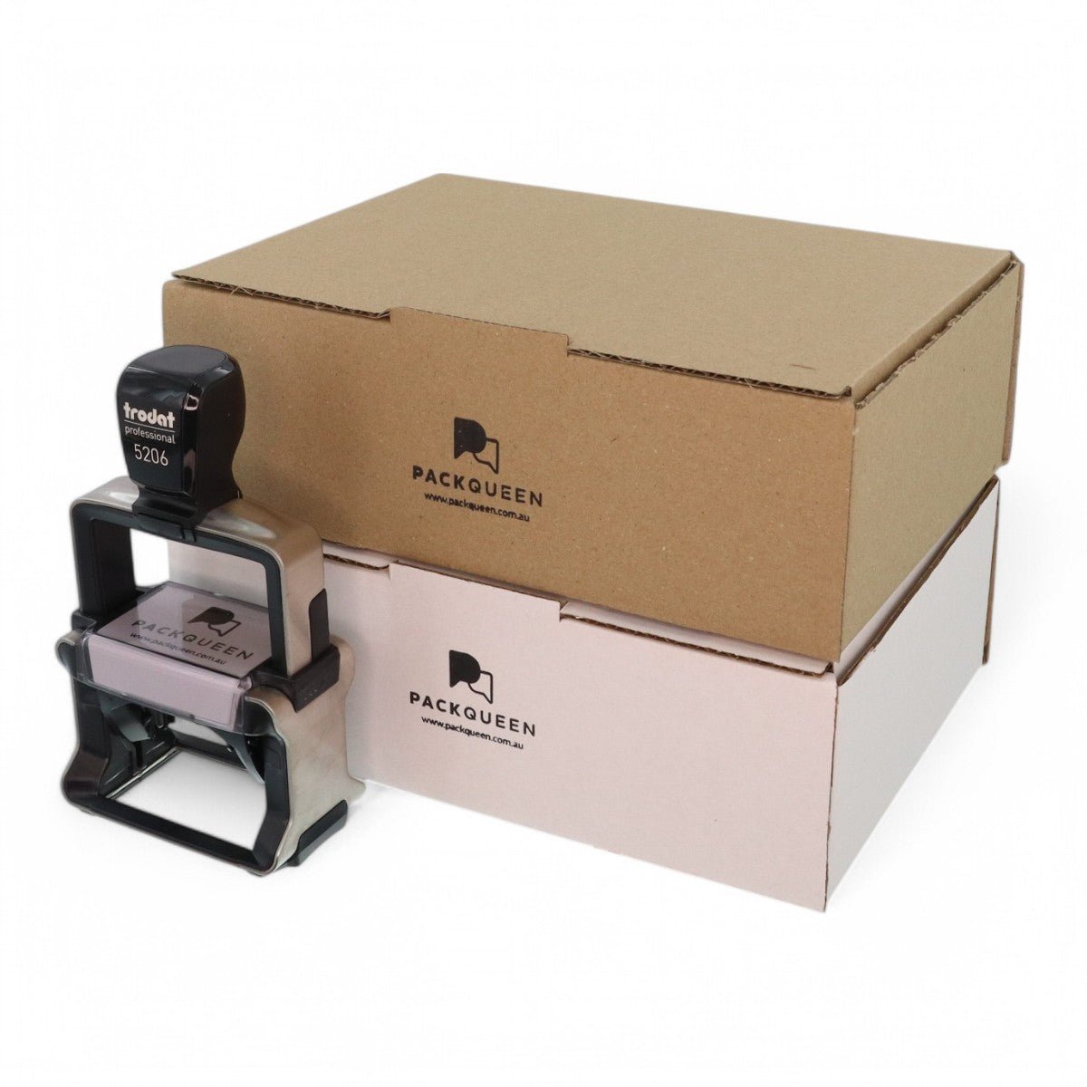Heavy Duty Self Inking Stamp - Up to 5 Lines of Custom Text or Add Your Own Brand Logo - PackQueen