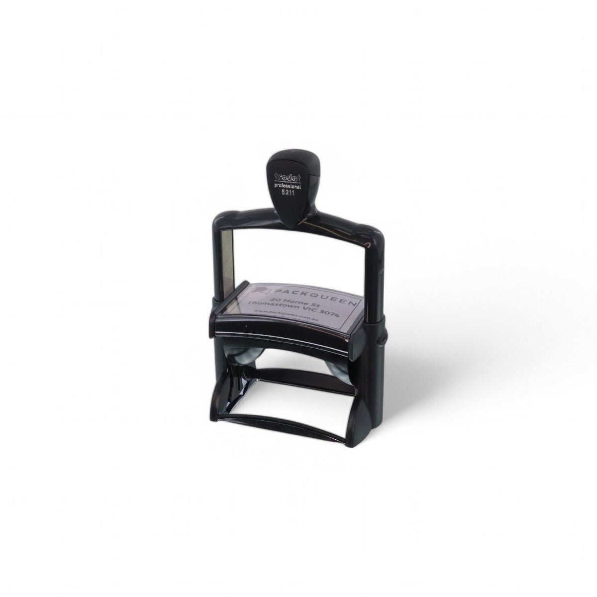 Heavy Duty Self Inking Stamp - Up to 5 Lines of Custom Text or Add Your Own Brand Logo - PackQueen