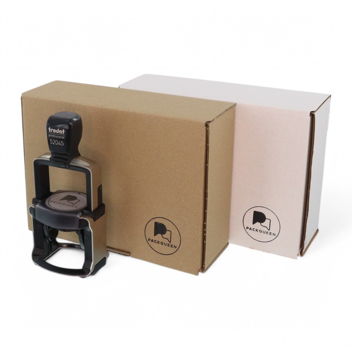 Heavy Duty Self Inking Stamp - Up to 5 Lines of Custom Text or Add Your Own Brand Logo - PackQueen