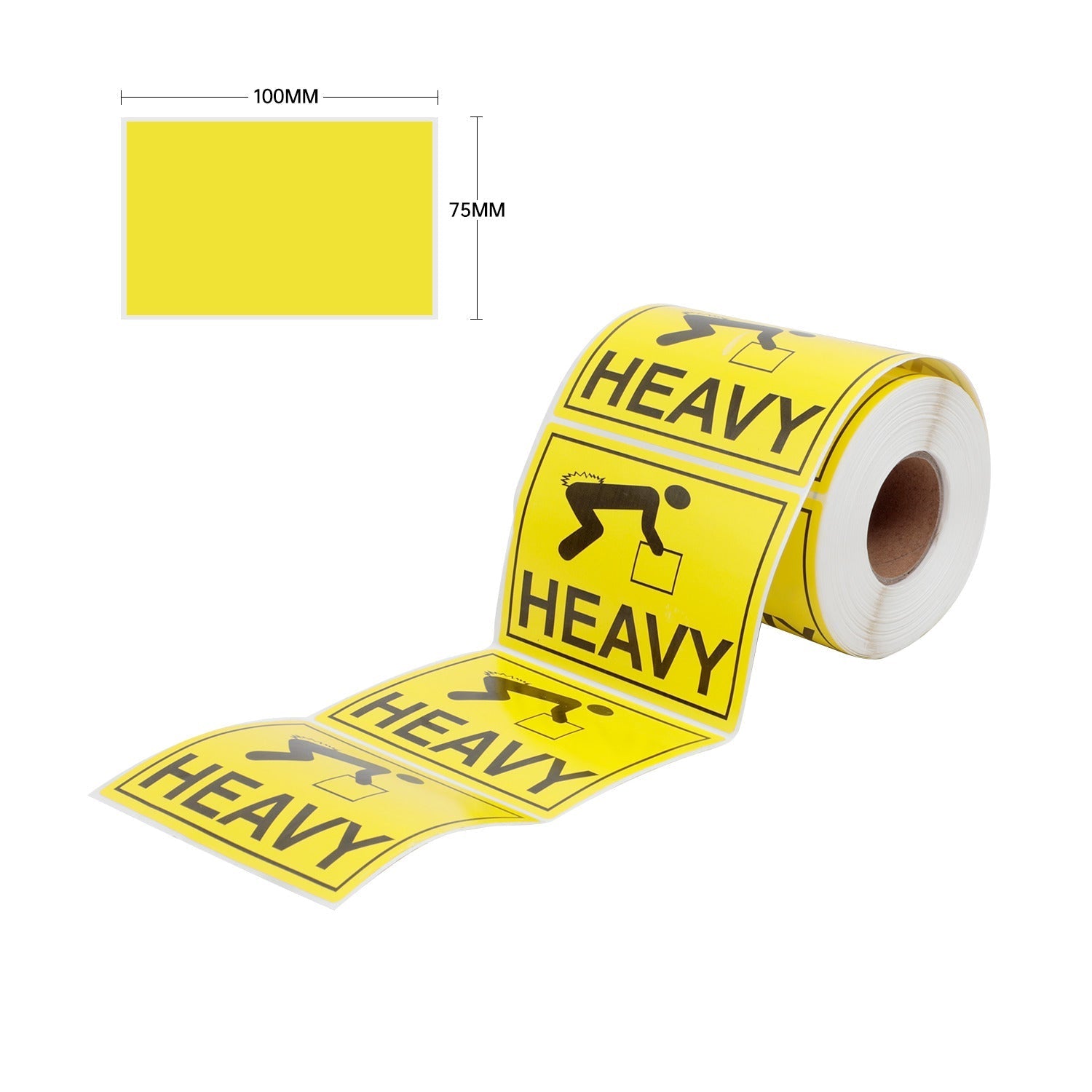 Heavy Label 100 x 75mm Yellow 500pcs (12 rolls per carton) - PackQueen