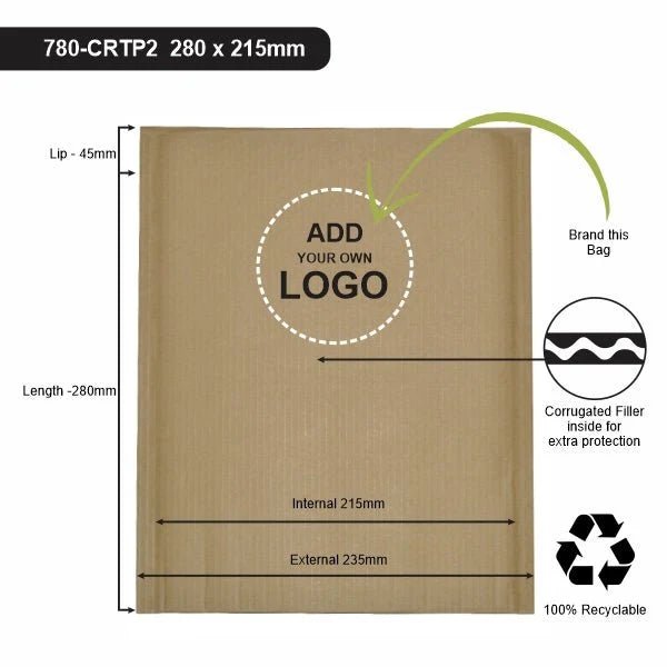 Kraft Brown Corrugated Padded Mailing Bag with Peal & Seal Closure [100% Recyclable] - PackQueen