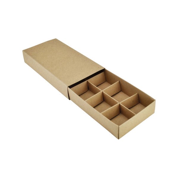SAMPLE - 8 Pack Chocolate Box (Slide over cover) - Kraft Brown Paperboard - PackQueen