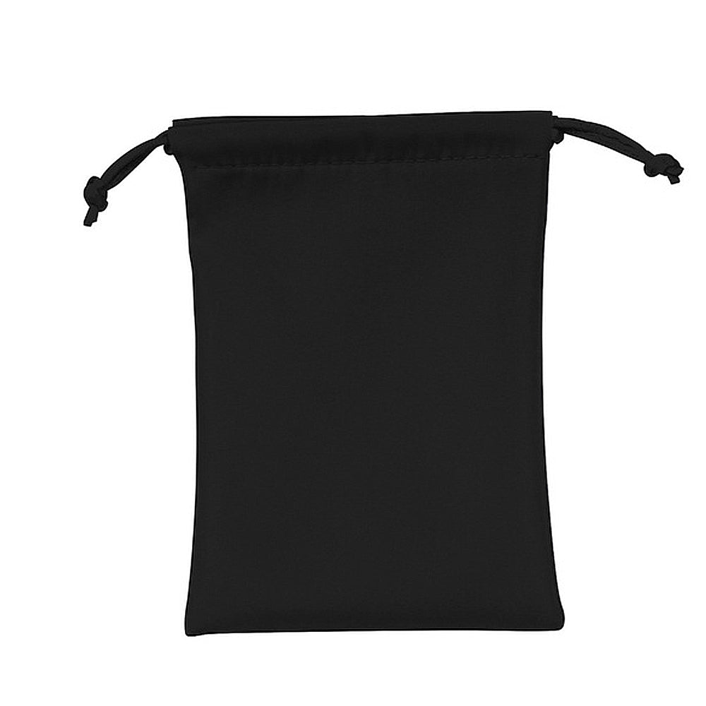 SAMPLE - Black Calico Drawstring Bag - 150 x 210mm - PackQueen