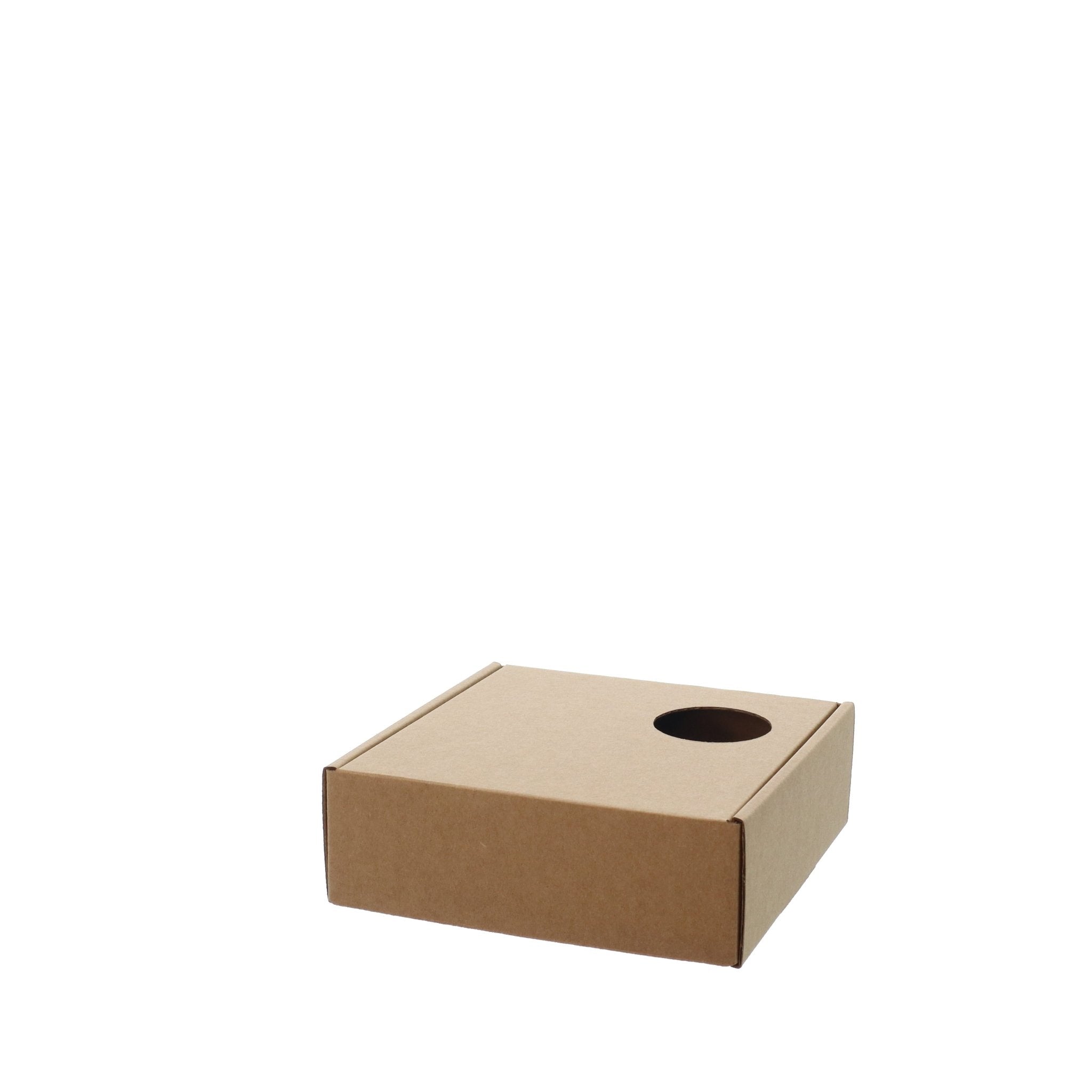 SAMPLE - E Flute - Mailing Box 28620 with 50mm Hole in Lid - Kraft Brown - PackQueen