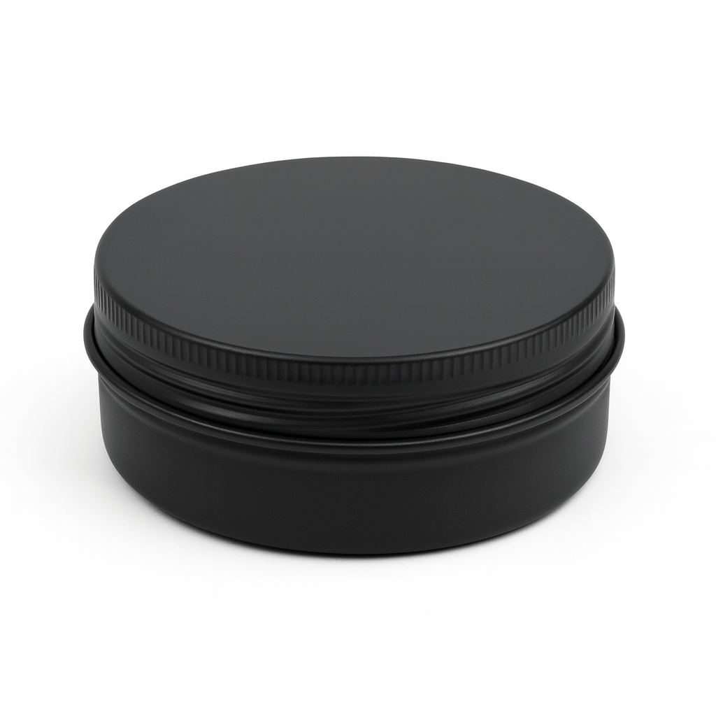 SAMPLE - Matt Black Aluminum Tin Jar and Screw Cap 250g - PackQueen