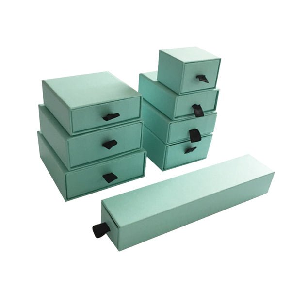 Small Rectangle 80mm Drawer Rigid Jewellery Box - Ring & Pendant (Sleeve, Base & Removable Insert) - PackQueen