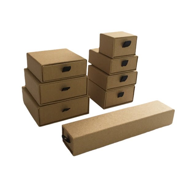 Small Rectangle 80mm Drawer Rigid Jewellery Box - Ring & Pendant (Sleeve, Base & Removable Insert) - PackQueen