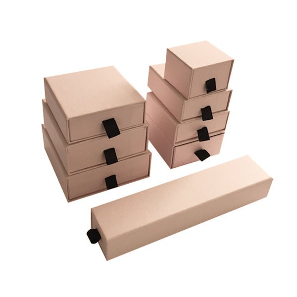 Small Rectangle 80mm Drawer Rigid Jewellery Box - Ring & Pendant (Sleeve, Base & Removable Insert) - PackQueen