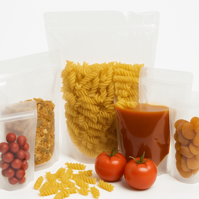 Standup PET Plastic Pouches - Clear (100 Pack) - PackQueen