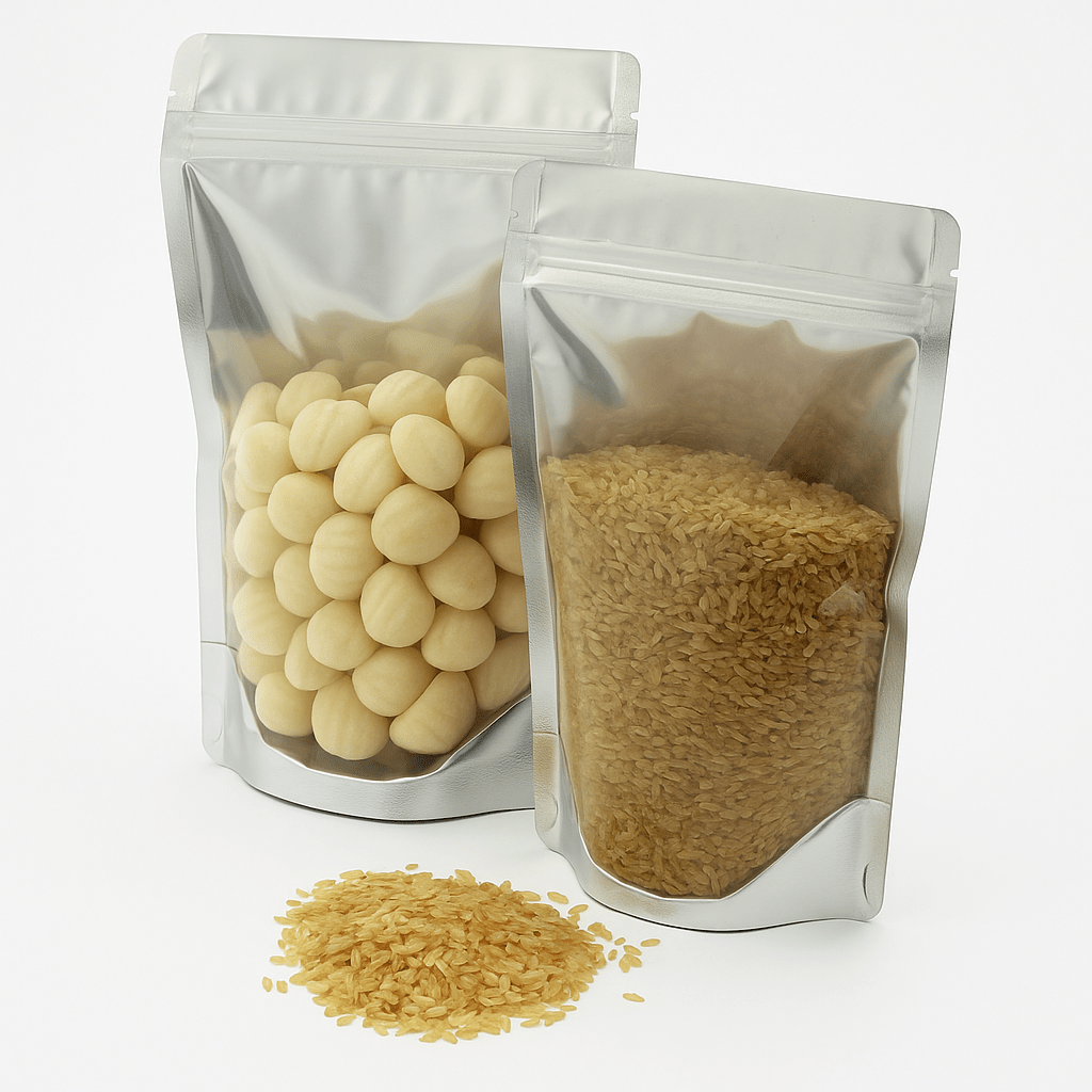 Standup Pouches - Clear Front with Silver (1000 Pack) - PackQueen