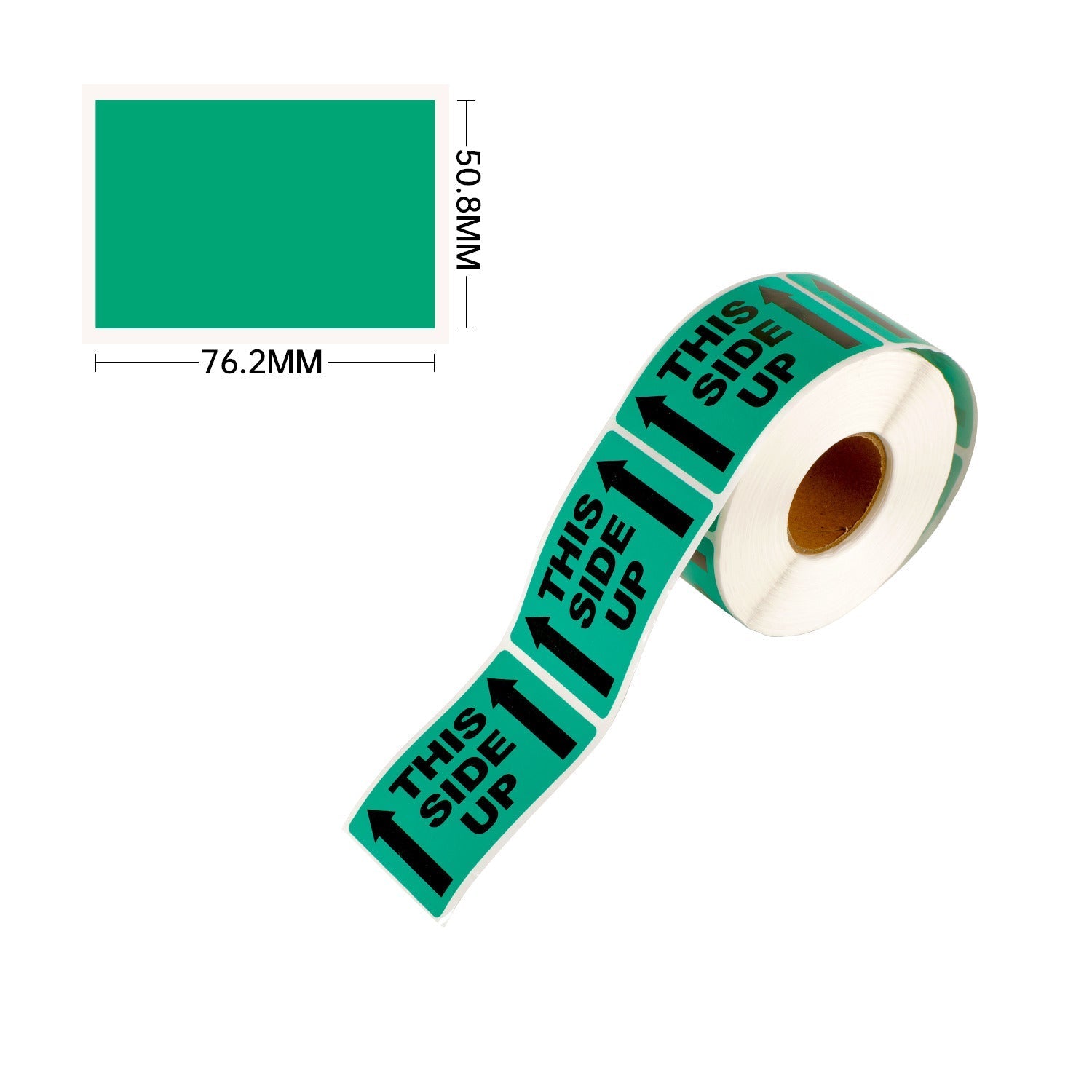This Side Up Label 50.8 x 76.2mm Green 550pcs/roll (12 rolls per carton) - PackQueen