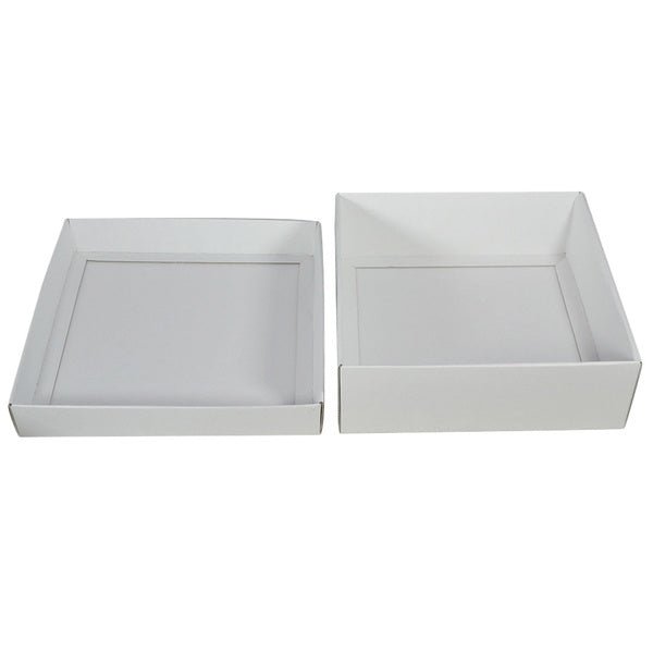 Two Piece 300mm Square Cardboard Gift Box - 100mm High - PackQueen