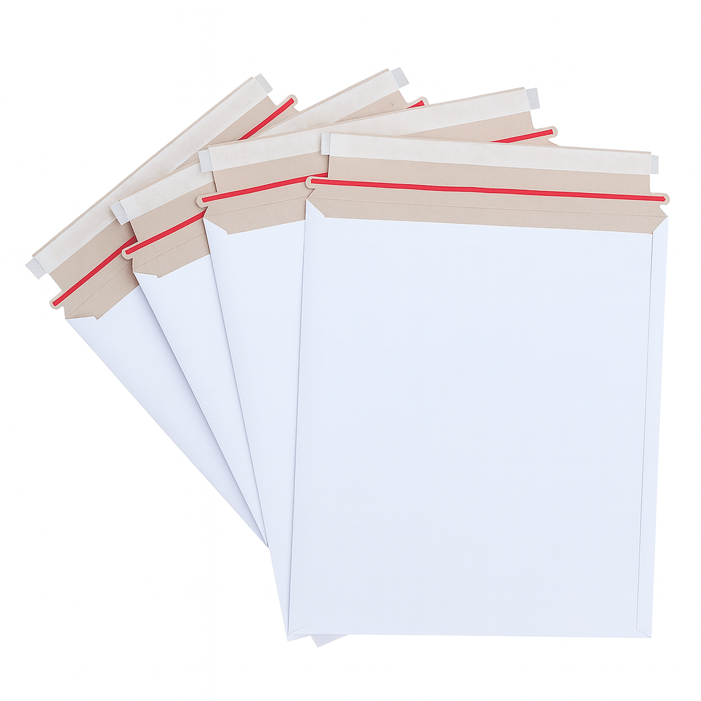 White Semi Gloss Rigid Envelopes 300gsm with Peal & Seal Strip - PackQueen