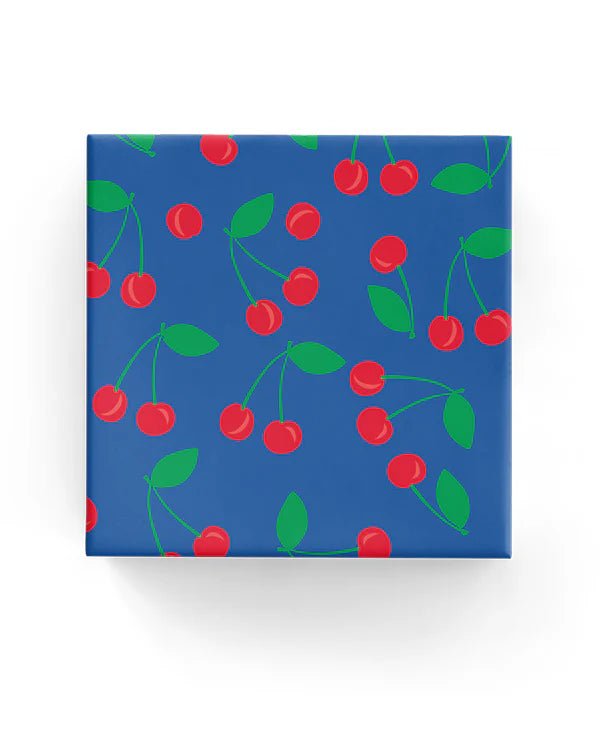 Wrapping Paper - 600mm x 40metres - Cherries Navy, Green & Red - PackQueen
