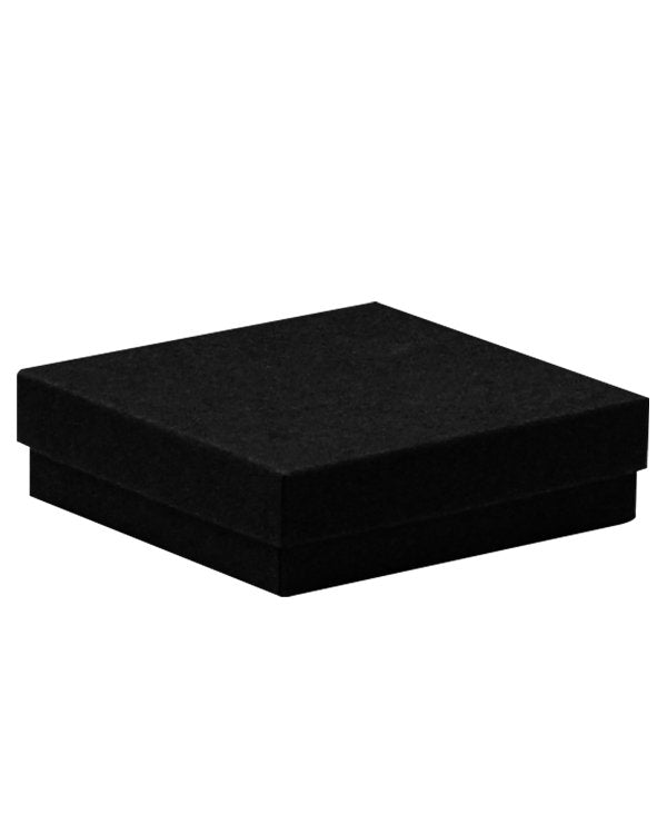 100 PACK - Cotton Fill Box Medium - Kraft Black 89 x 89 x 25mm - PackQueen