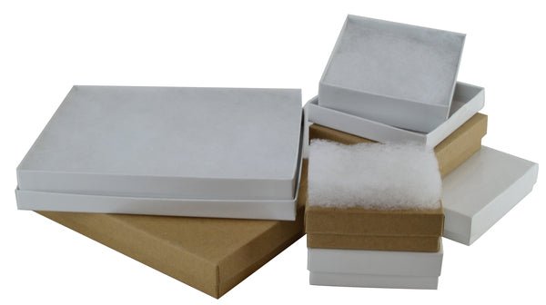 100 PACK - Cotton Fill Box Small - Gloss White 54 x 79 x 25mm - PackQueen