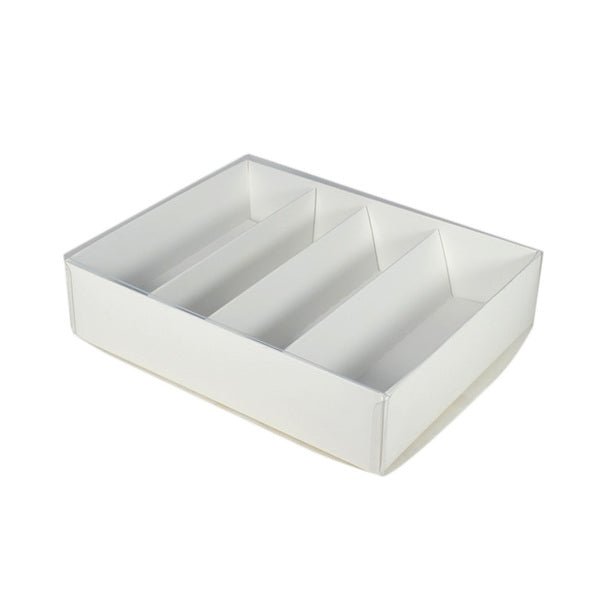 24 Macaron Box with Clear Lid - Paperboard (285gsm) (Base, Insert & Clear Lid) - PackQueen