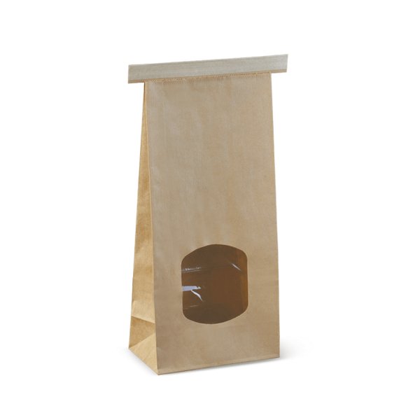 400PK Retail Medium Window Bag Brown Tin Tie - PackQueen