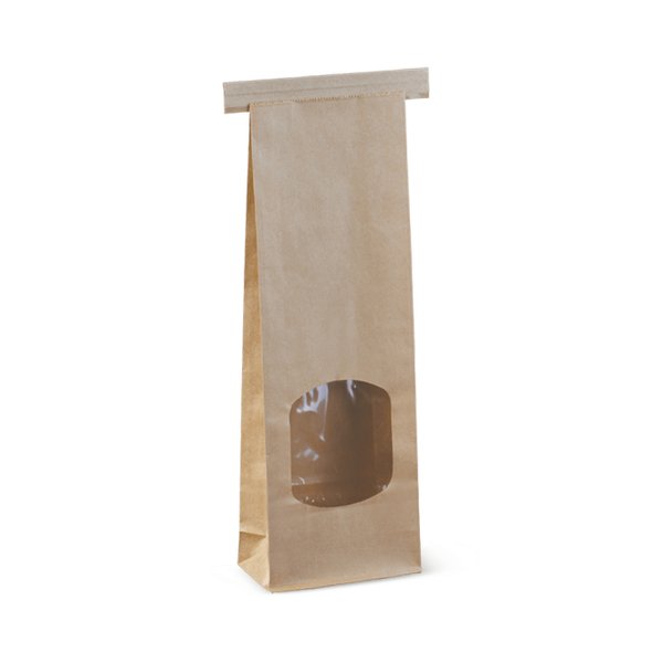 500PK Retail Small Window Bag Brown Tin Tie - PackQueen