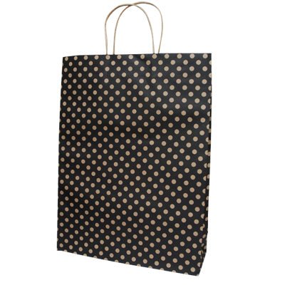 Black Spot Kraft Midi Paper Bag - 100PK - PackQueen