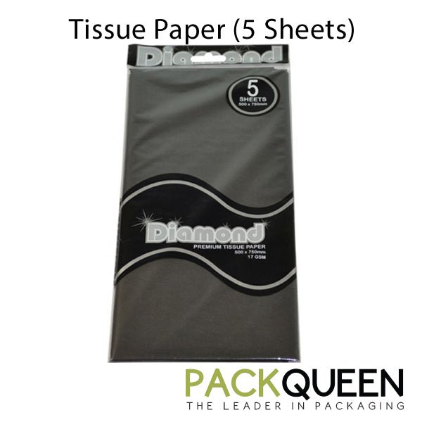 Black Tissue Paper - 500 x 750mm (5 Sheets per pack - Sold in Lots of 5) - PackQueen
