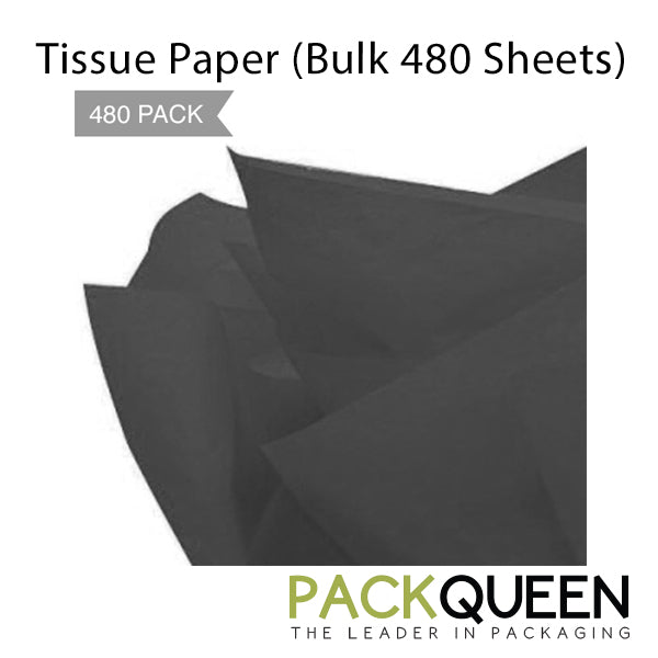 Black Tissue Paper - 500 x 750mm (Bulk 480 Sheets) - PackQueen