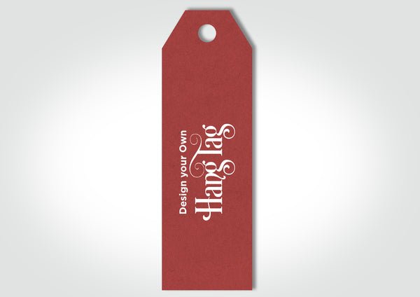 Custom Hang Tags Beveled 50 x 155mm - White with Full Colour Print (400gsm) - PackQueen
