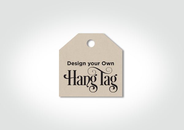 Custom Hang Tags Beveled 50 x 50mm - Kraft Brown with One Colour Black Print (400gsm) - PackQueen