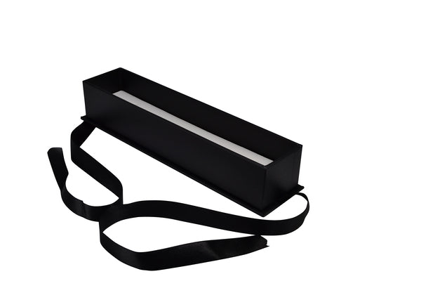 CUSTOM PRINTED Rigid Cardboard Bracelet Jewellery Box - Black & White with Bow - PackQueen