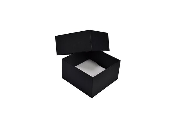 CUSTOM PRINTED Rigid Cardboard Standard Deep Jewellery Box - Matt Black (non reversable white suede foam insert) - PackQueen