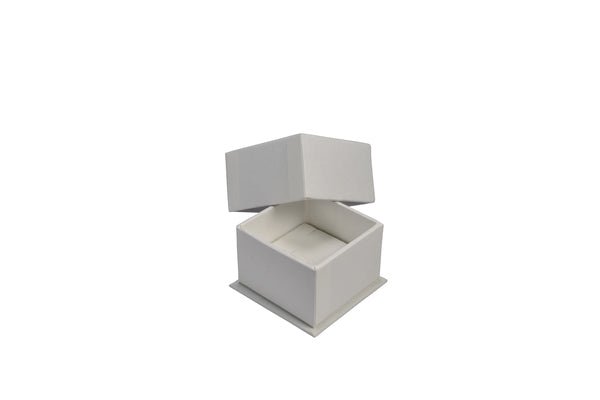 CUSTOM PRINTED Rigid Linen Huggie Jewellery Box Suitable for Earrings - White - PackQueen