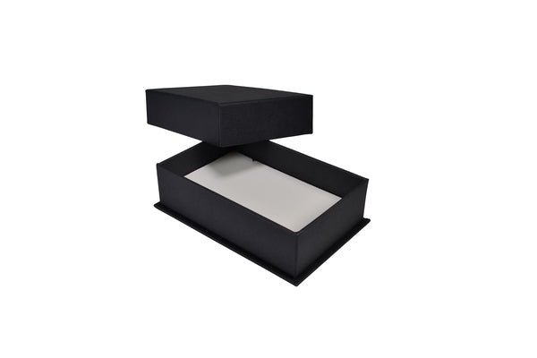 CUSTOM PRINTED Rigid Linen Pendant Jewellery Box - Charcoal Black - PackQueen