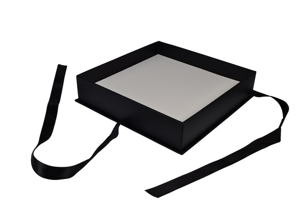 CUSTOM PRINTED Rigid Necklace Jewellery Box - Black & White with Bow - PackQueen
