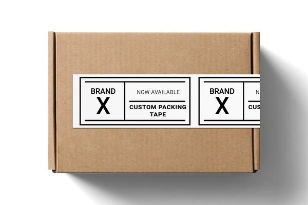 Custom Printed White Backing Plastic Packaging Tape - One Colour Black (Width 50mm x 100 Metres per Roll) - PackQueen