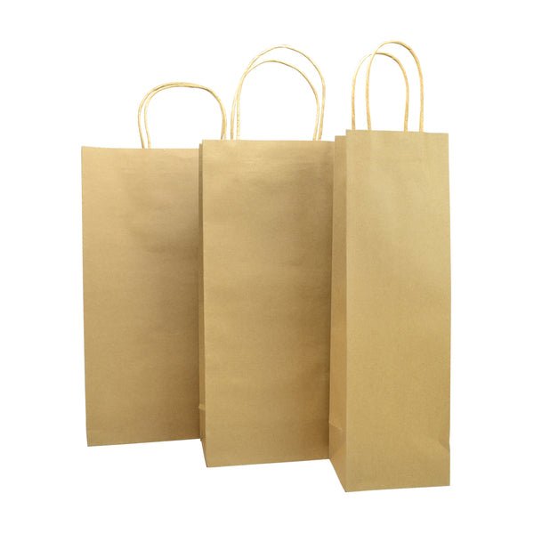 Double Wine - Paper Wine Bag Kraft Brown - 100 PACK - PackQueen