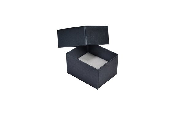 Rigid Cardboard Standard Small Jewellery Box for Rings, Earrings, Pendants or Hoops - Metallic Charcoal - PackQueen