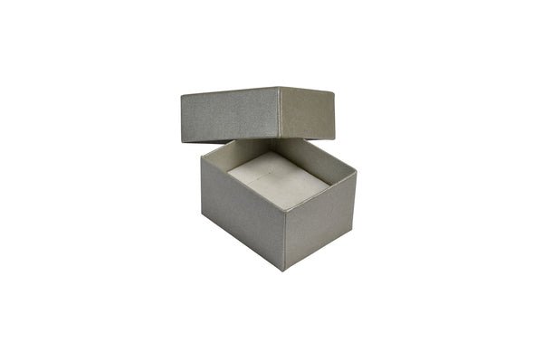 Rigid Cardboard Standard Small Jewellery Box for Rings, Earrings, Pendants or Hoops - Metallic Silver - PackQueen