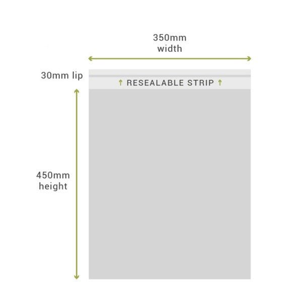 SAMPLE - 350mm x 450mm + 30mm Lip Clear Resealable Bags - PackQueen