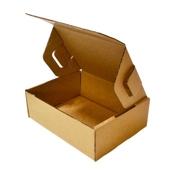 SAMPLE - B Flute - A5 Postage Box with 'Peal N Seal' SINGLE Tape (Easy Seal) - Kraft Brown - PackQueen