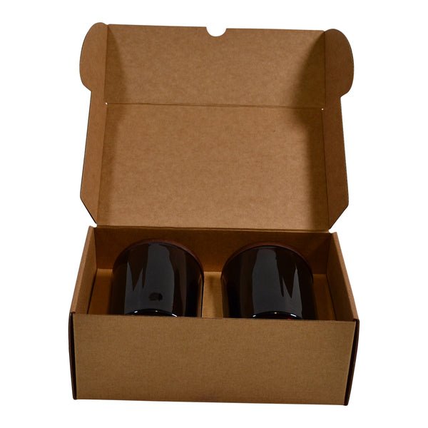 SAMPLE - Candle 2 Oxford/Cambridge Jar Pack Large Wood with Insert - Kraft Brown - PackQueen