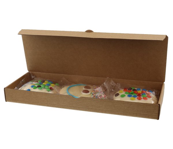 SAMPLE - Cardboard Three Cookie Box - Kraft Brown - PackQueen