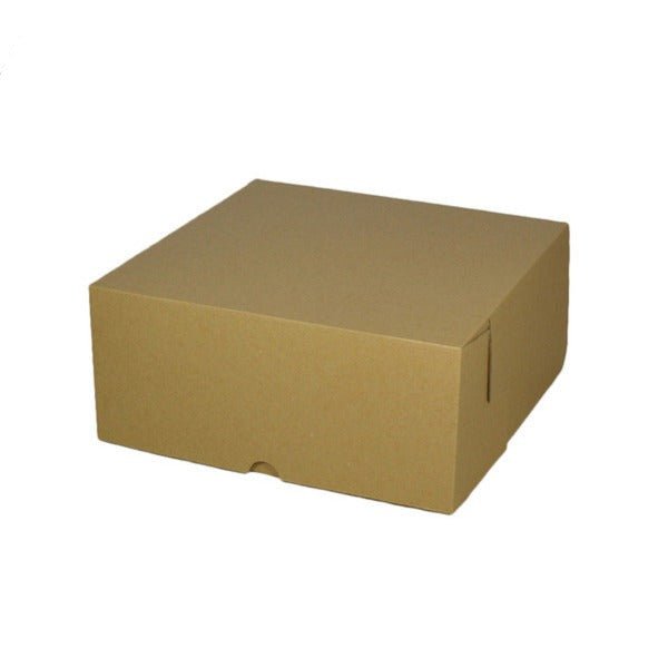 SAMPLE - E Flute - Cardboard Cake Box 9 x 9 x 4 inches - Kraft Brown - PackQueen