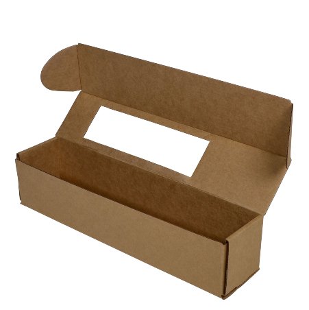 SAMPLE - E Flute - One Piece Cardboard Gift Box 23764 with Window Cut-out - Kraft brown - PackQueen
