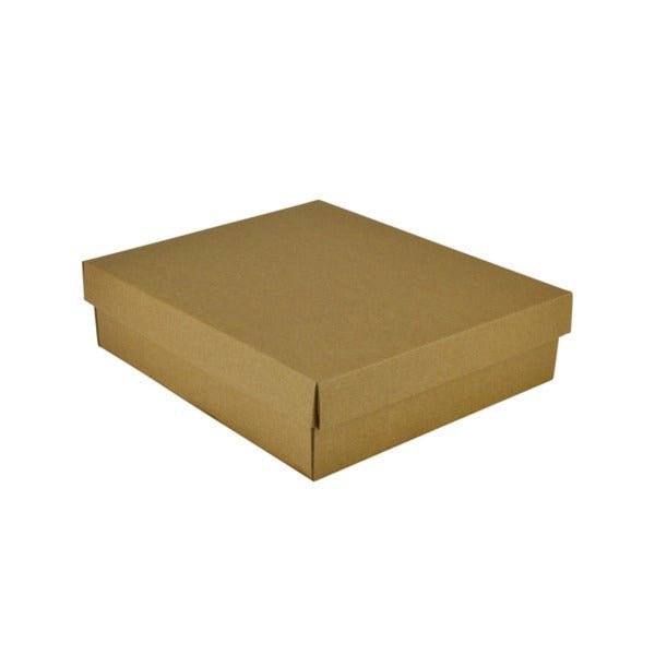 SAMPLE - E Flute - Two Piece Rectangle Cardboard Gift Box 19282 (Base & Lid) - Kraft Brown - PackQueen