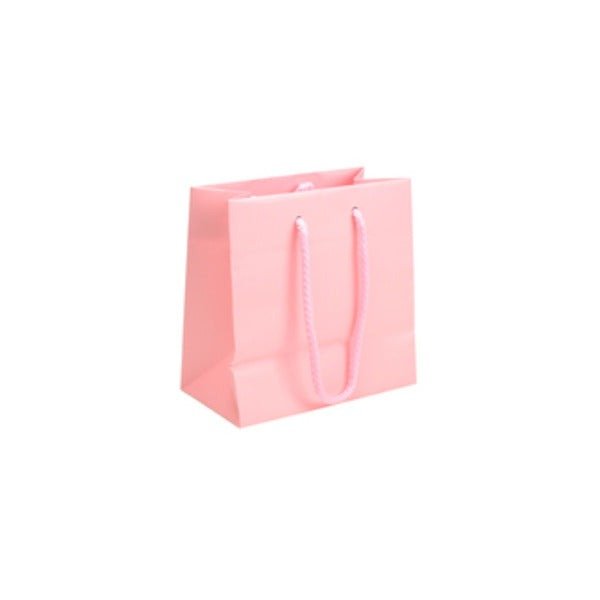 SAMPLE - Extra Small - Matt Pastel Pink Laminated European Gift Bag - PackQueen