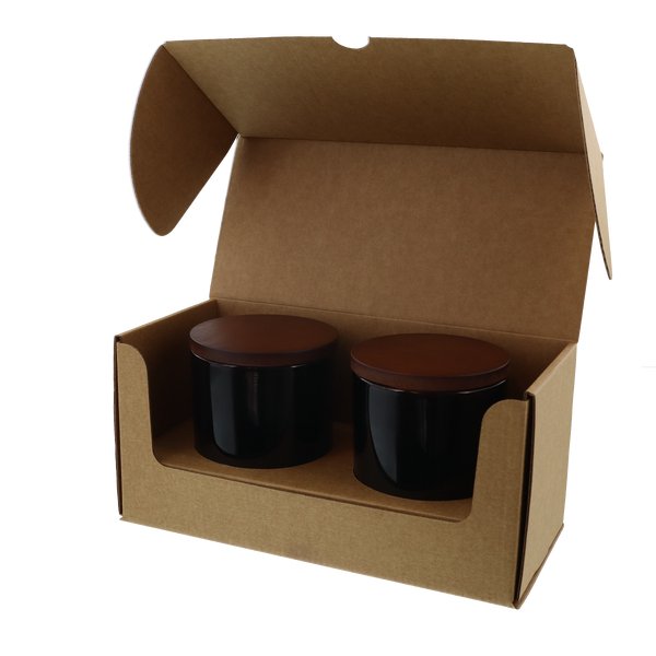 SAMPLE - Large Candle Plain Glass 2 Pack with Insert - Kraft Brown - PackQueen