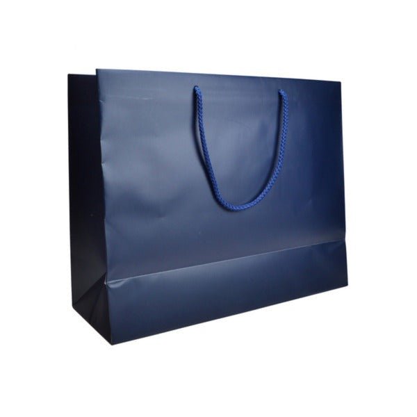 SAMPLE - Large - Matt Navy Laminated European Gift Bag - PackQueen